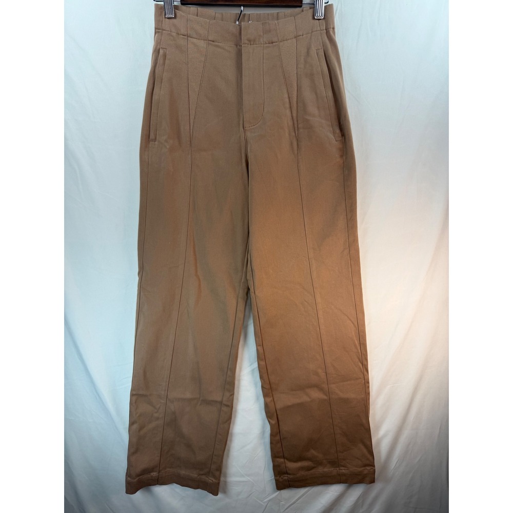 Alo Yoga Womens High Waist Wide Leg Seam Front Trousers Tan Camel Size S